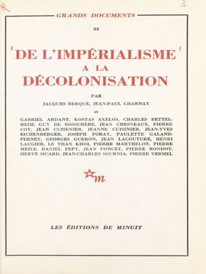 cover image of De l'impérialisme à la décolonisation